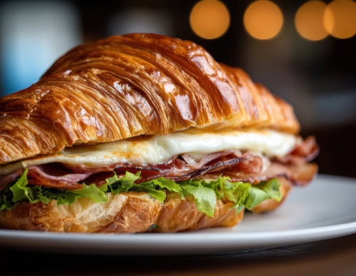 Sanduíche gourmet no croissant.
